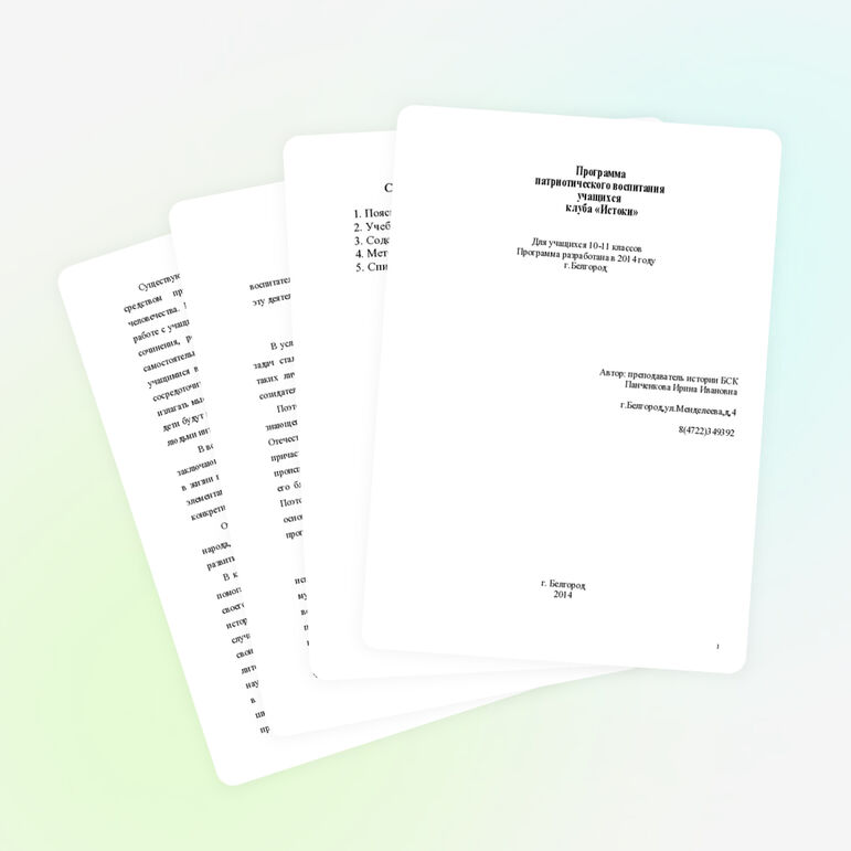 Образовательная программа: "Растим патриотов России"