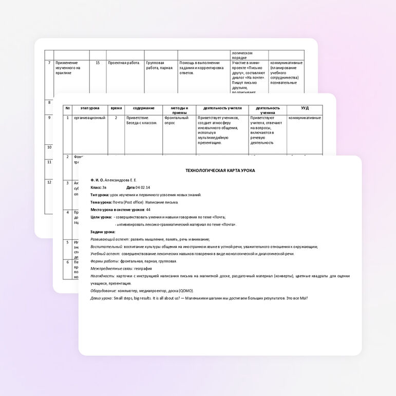 Технологическая карта урока по теме "Почта" 3 класс, учебник М. З. Биболетовой Enjoy English