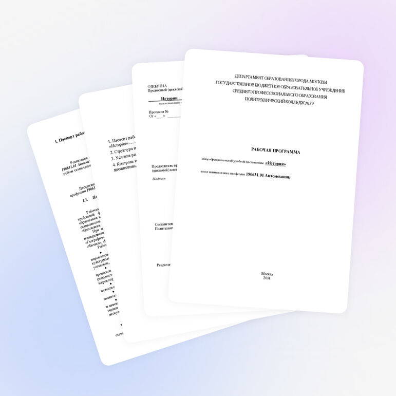 Рабочая программа по истории