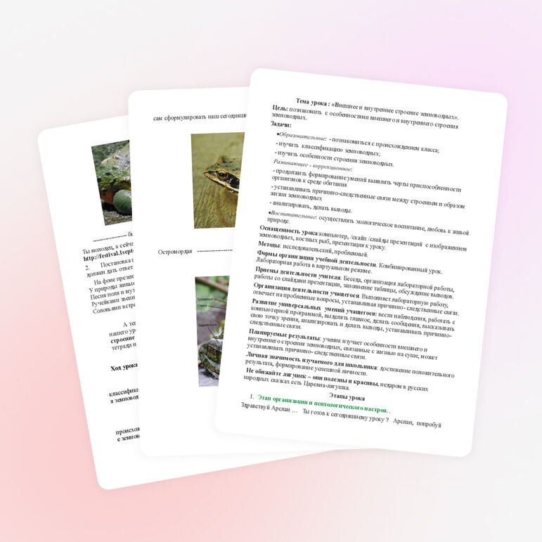 «Внешнее и внутреннее строение земноводных». 8 класс / коррекционная школа /