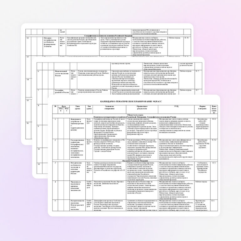 Календарно-тематическое планирование по географии 9 класс