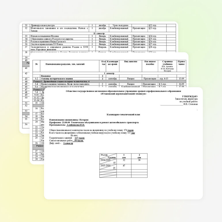 КТП по ОДб.04 История для обучающихся по профессиям Сварщик, Автомеханик, Повар, кондитер и специальности ТО и ремонт автомобильного транспорта