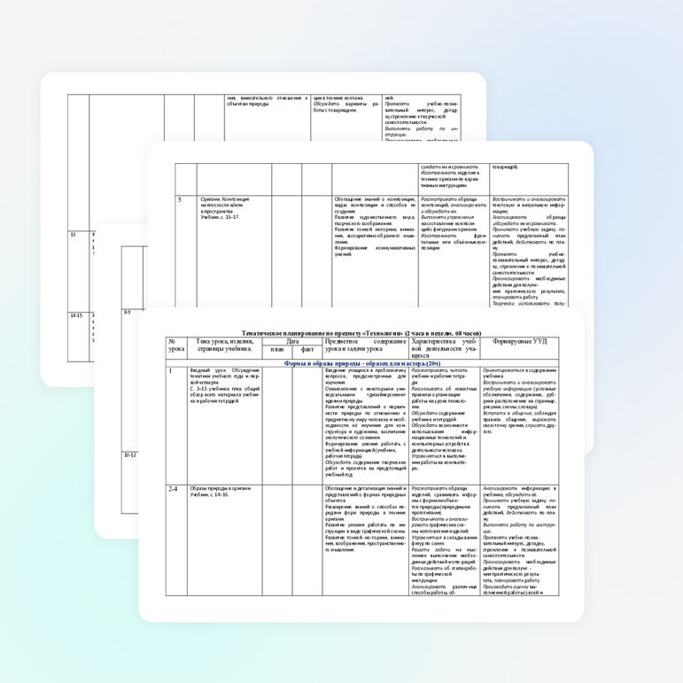 Тематическое планирование по технологии умк Гармония 3 класс