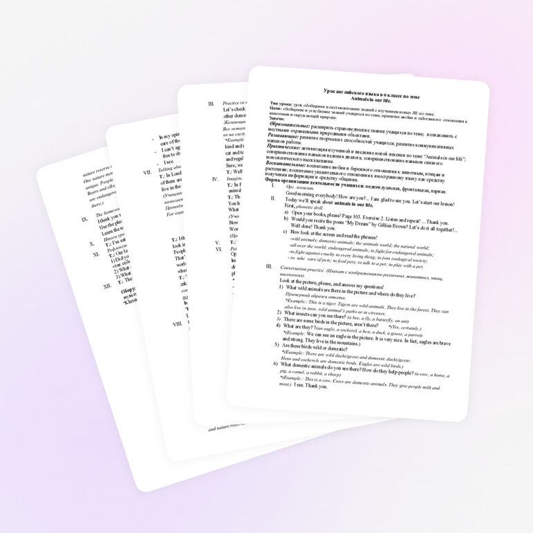 Урок английского языка "Животные в нашей жизни" (6 класс)