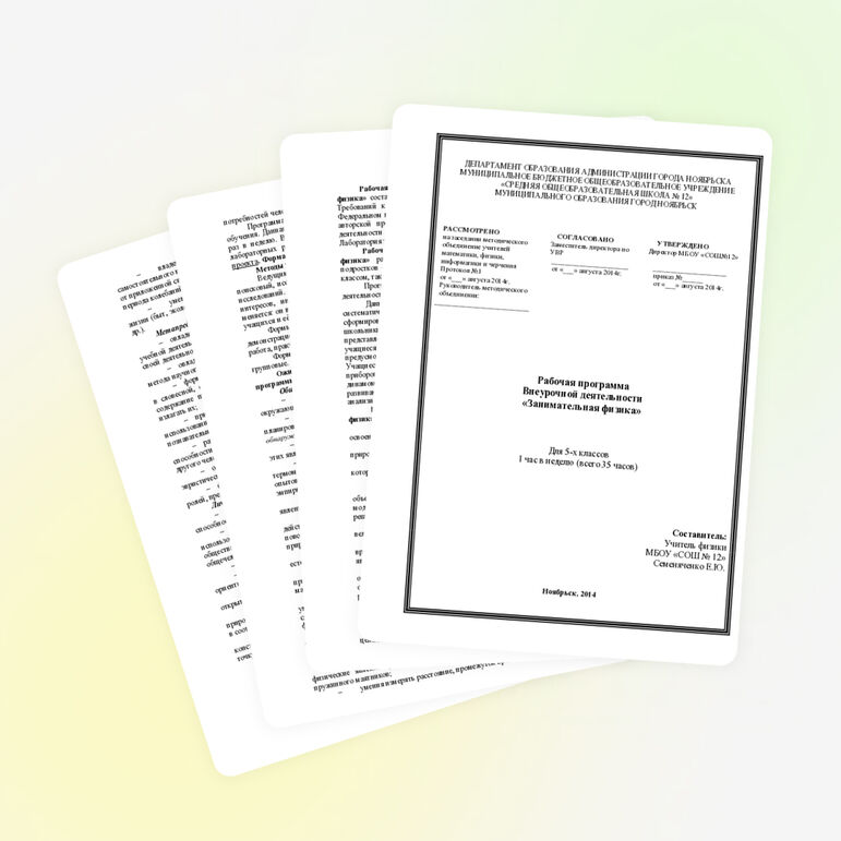 Рабочая программа внеурочной деятельности по физике "Занимательная физика"