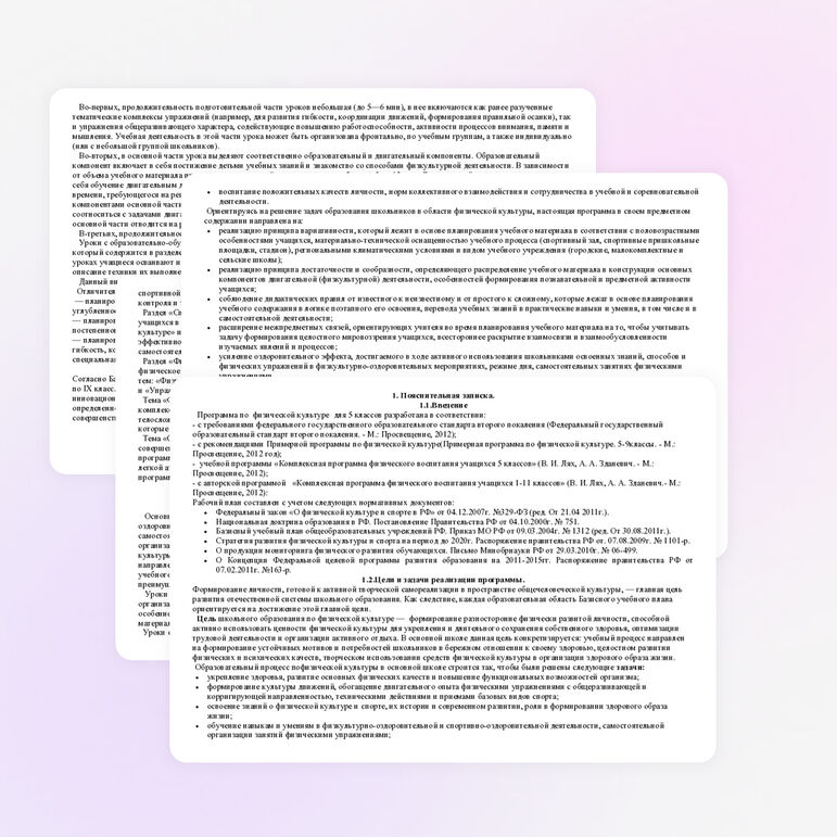 Рабочая программа по физической культуре для 5 классов