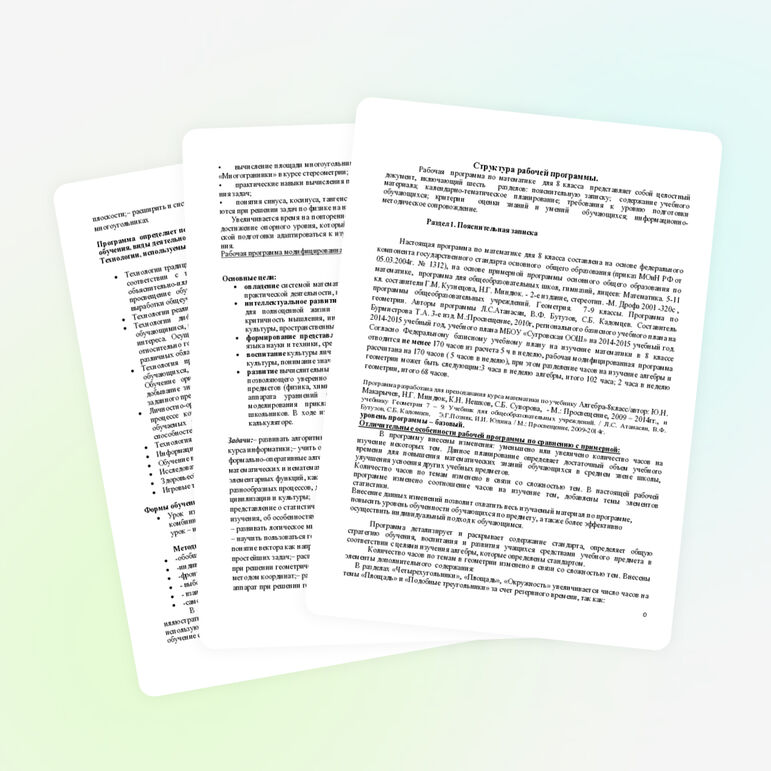 Рабочая программа 8 класс