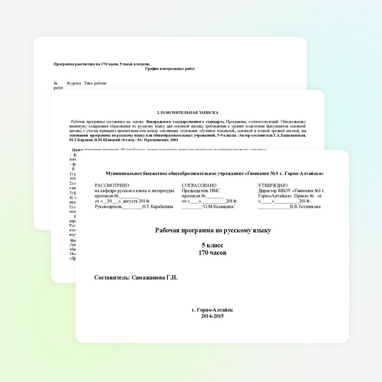 Рабочая программа по русскому языку ( 5 КЛАСС).