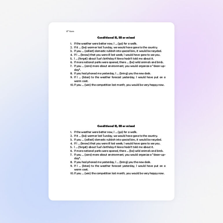 Самостоятельная работа по английскому языку в 8 классе