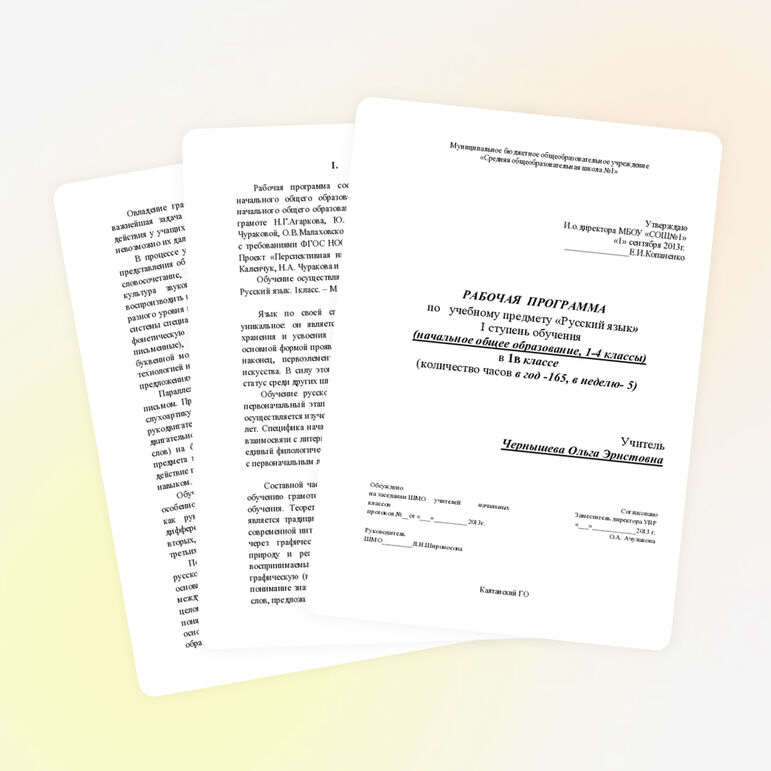 Рабочая программа по русскому языку 1 класс ПНШ