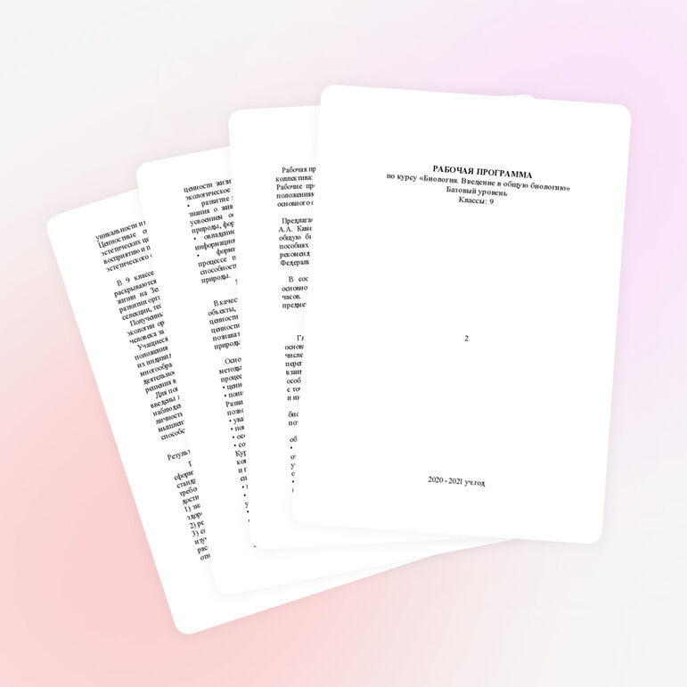Рабочая программа для работ в 9 классе