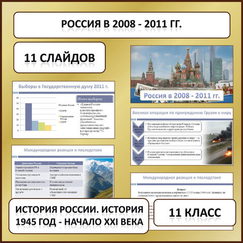 Презентация по теме: «Россия в 2008 - 2011 гг.» к учебнику истории «История России. 1945 год - начало XXI века» для 11 класса, Мединский В.Р., Торкунов А.В.