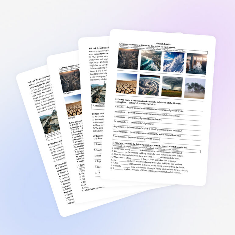 Natural Disasters Module Рабочий лист «Natural disasters» для УМК «Spotlight 8», Module 5a