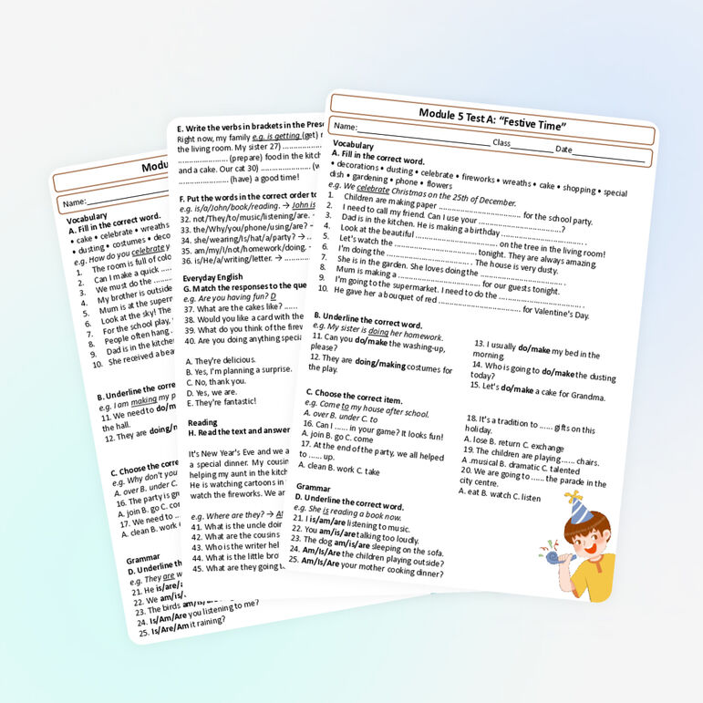 Проверочная работа Spotlight 6 Progress Test Module 5 «Festive Time» (4 ...