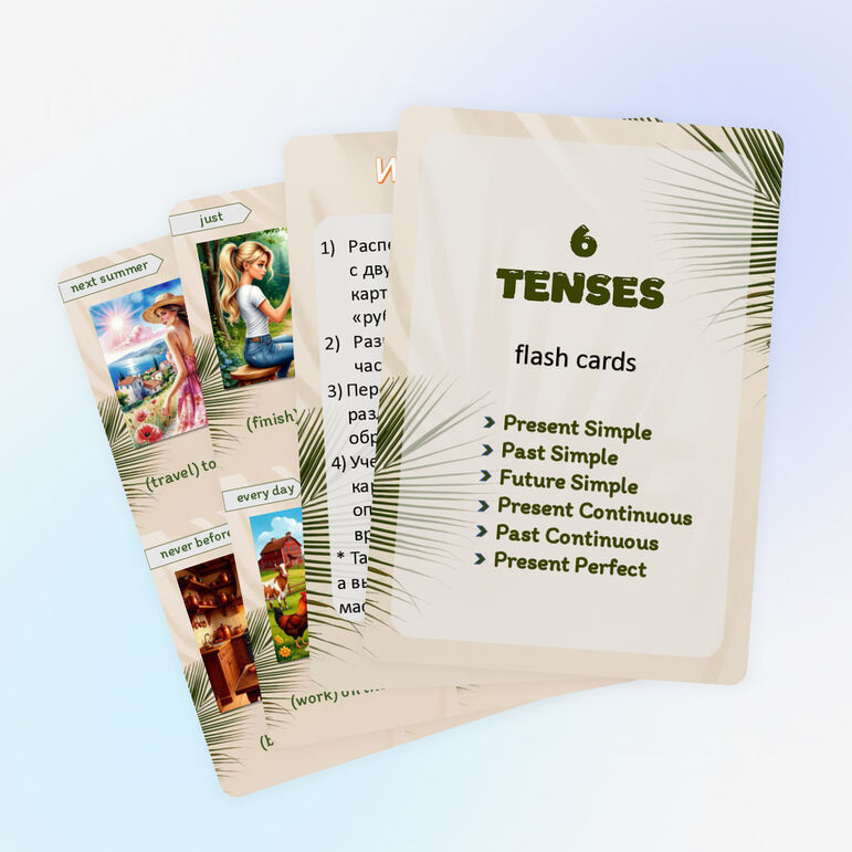 6 Tenses. Flash cards. Present Simple, Past Simple, Future Simple ...