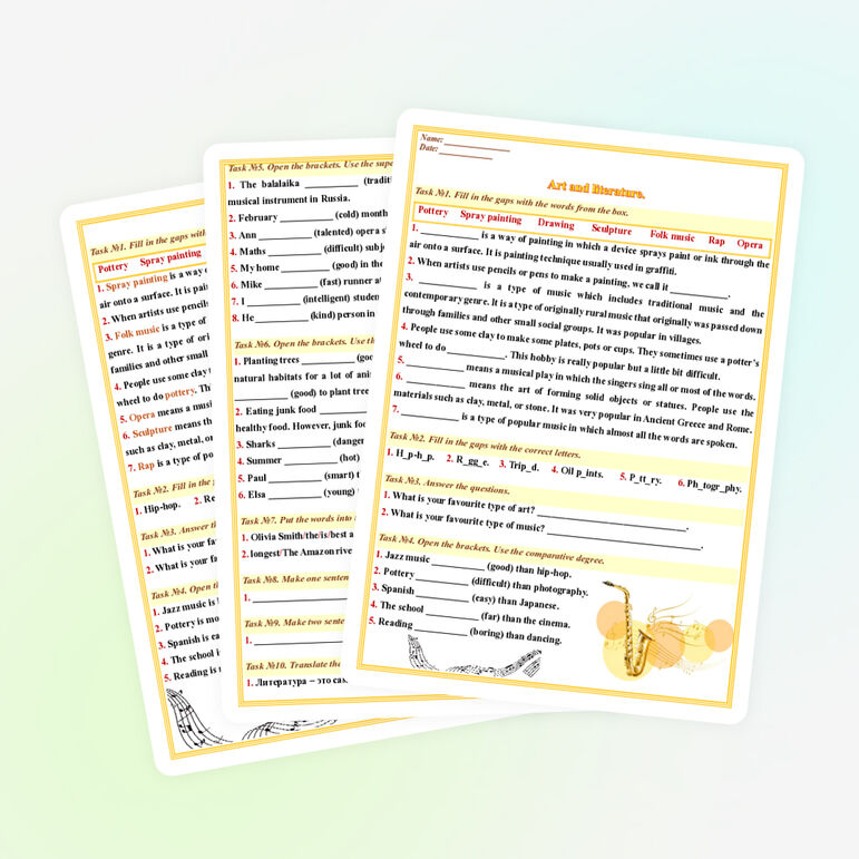 Рабочий лист для Spotlight 9 «Module 5 Art and literature. Unit 5 ...