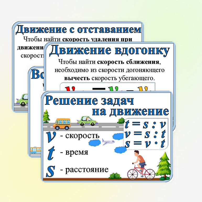 Памятка "Решение задач на движение" 4 класс .