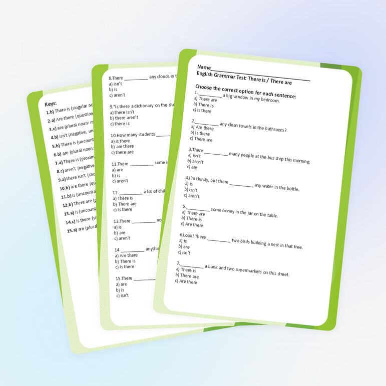 Тест по английскому языку «There is, there are»