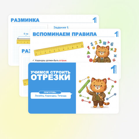Презентация к уроку математики «Учимся строить отрезки» (1 класс)