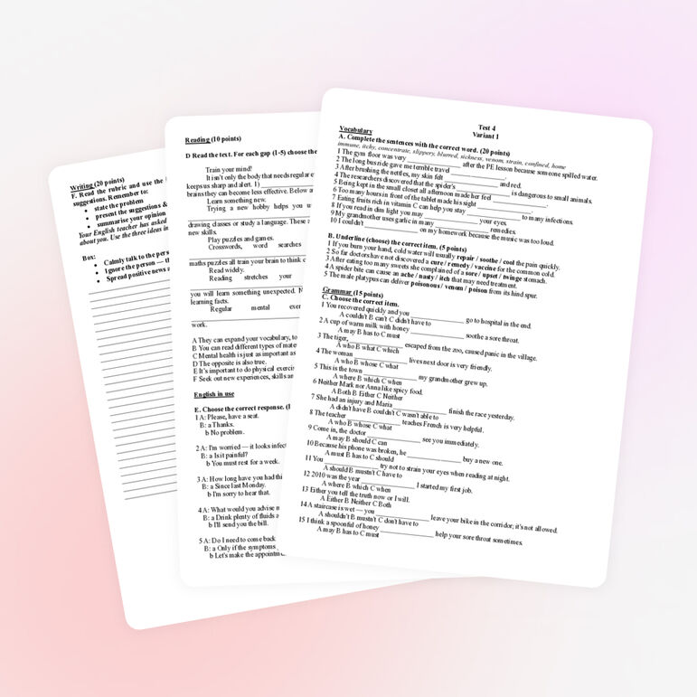 Test. Starlight 7, Module 4 (в двух вариантах).