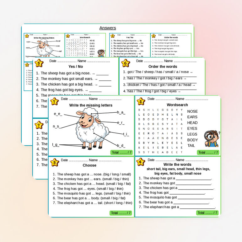 Spotlight 3. Module 5 (9a). Карточки-пятиминутки «Cows are funny! Body ...