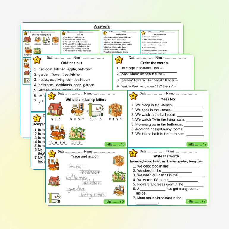 Spotlight 3. Module 6 (11a). Карточки-пятиминутки «Rooms in the house ...