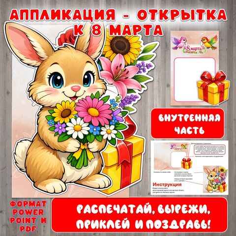 Аппликация-открытка к 8 Марта «Весенний подарок»