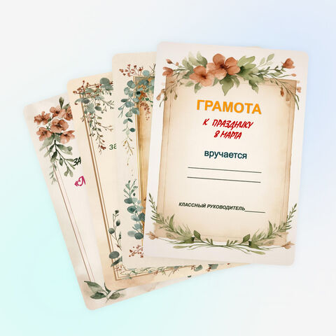 Грамоты (дипломы) к 8 марта. 8 марта.