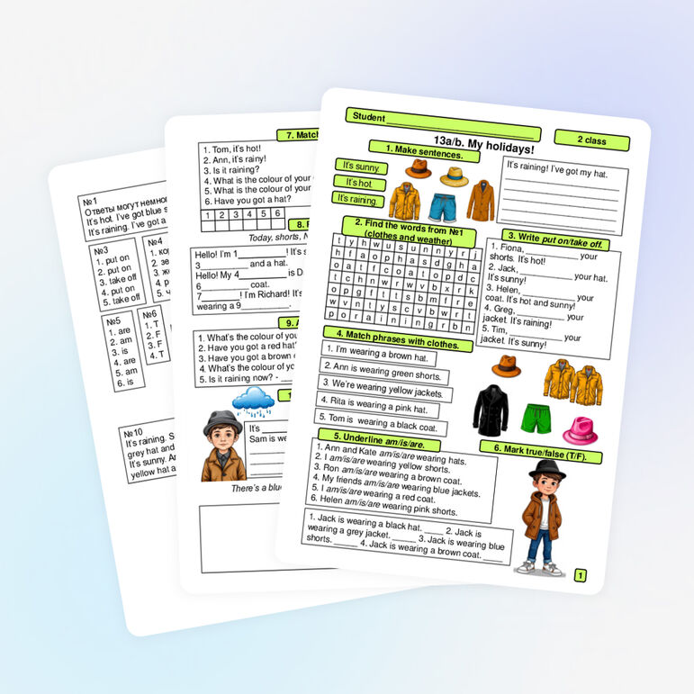 Рабочий лист «13a/b. My holidays!» (Spotlight 2, Module 5, My holidays)