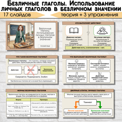 Презентация «Безличные глаголы. Использование личных глаголов в безличном значении» (6 класс)