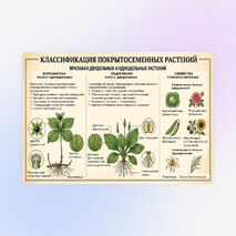 Буклет «Классификация покрытосеменных растений». Редактируемый шаблон. Биология. 7 класс.