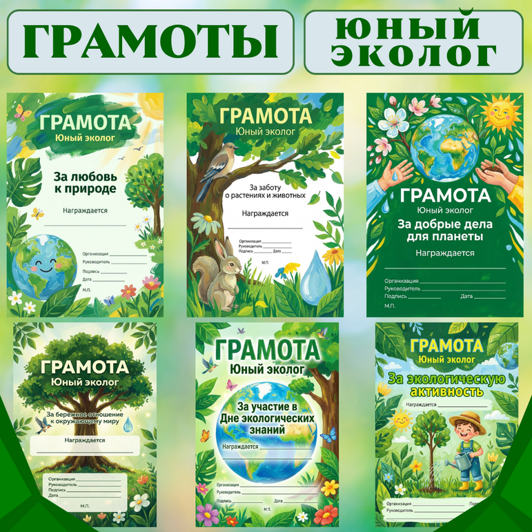Комплект грамот «Юный эколог»