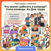 Разговоры о важном «Что значит работать в команде? Сила команды. Ко Дню труда». Оформление для кабинета