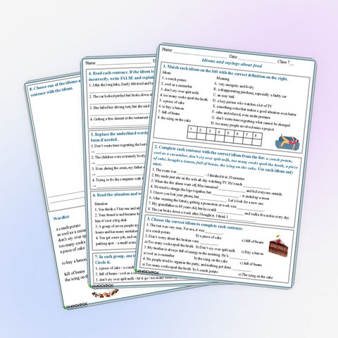 Рабочий лист «Idioms and sayings about food» 