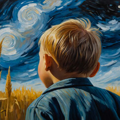 Обложка курса 'Ожившие полотна: искусство для детей через шедевры Винсента Ван Гога, Сандро Боттичелли и Поля Сезанна'