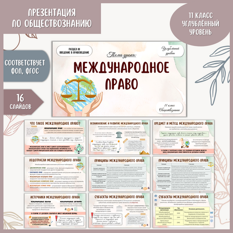 Презентация по обществознанию «Международное право» для 11 класса (углублённый уровень)
