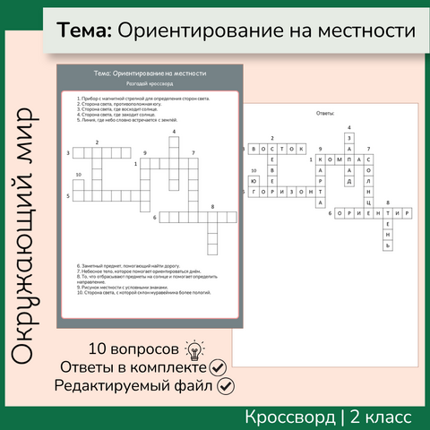Кроссворд «Ориентирование на местности»
