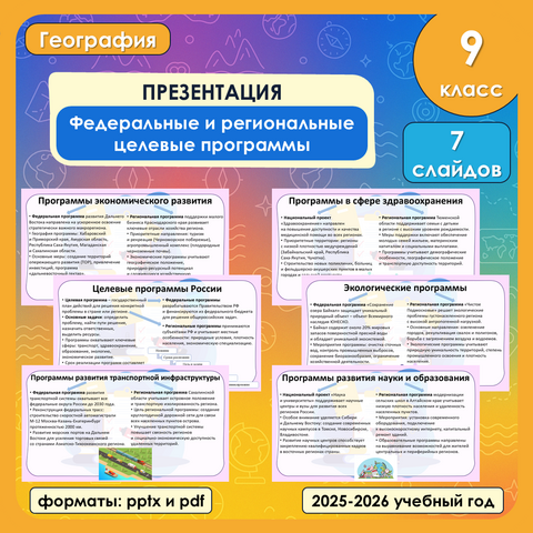 Презентация «Федеральные и региональные целевые программы» по географии, 9 класс