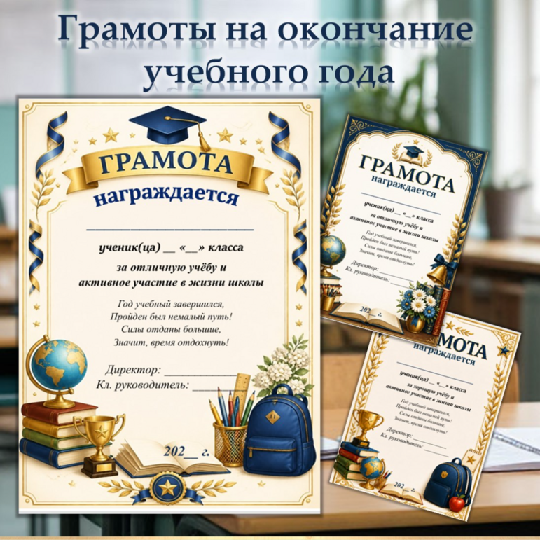 Грамоты на окончание учебного года