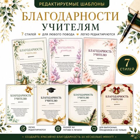 Шаблон Благодарность учителю (слова благодарности учителю)