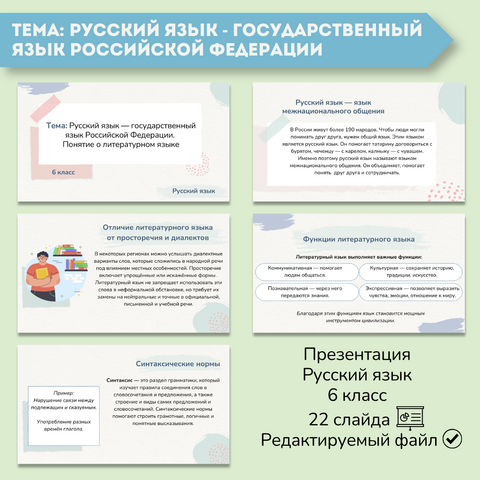 Презентация «Понятие о литературном языке» 6 класс