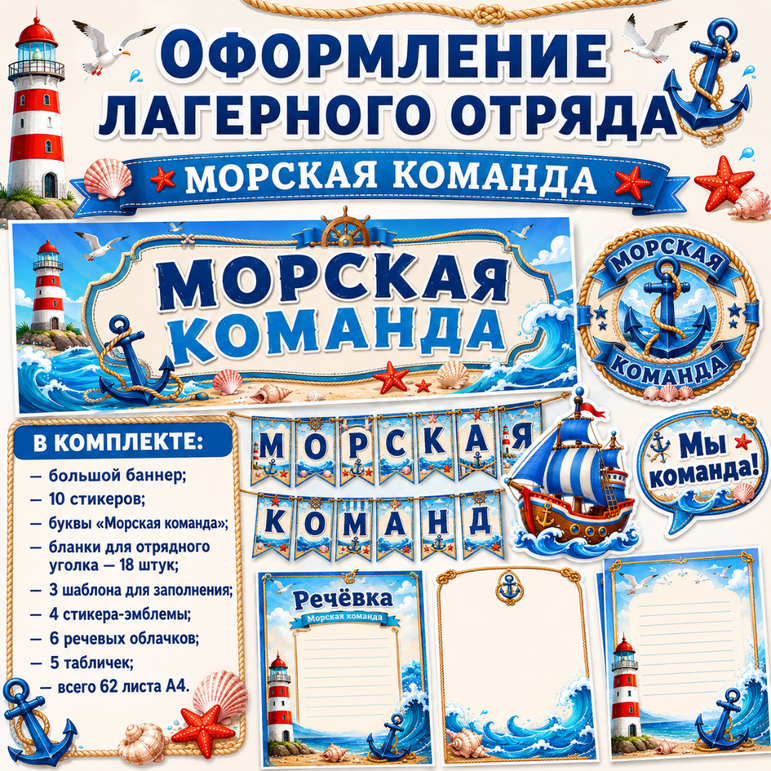 Оформление лагерного отряда «Морская команда»