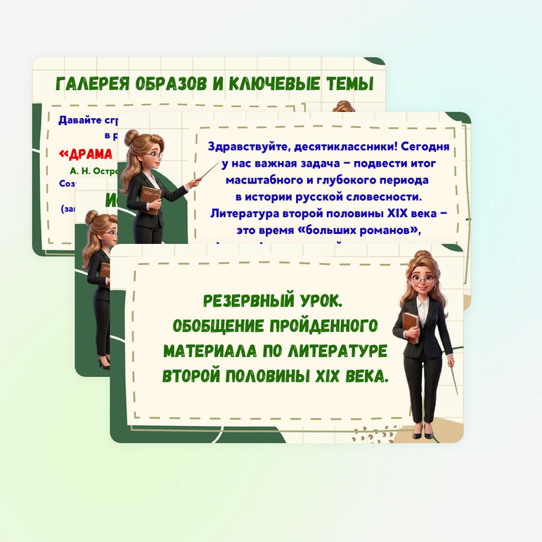 Презентация «Резервный урок. Обобщение пройденного материала по литературе второй половины XIX века» 10 класс