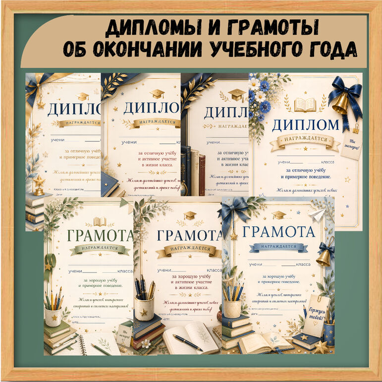 Дипломы и грамоты об окончании учебного года.
