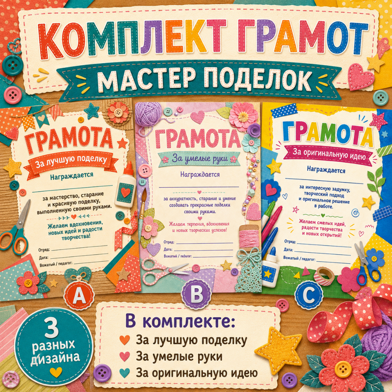 Комплект грамот для летнего лагеря «Мастер поделок»