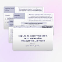 Презентация «Борьба за существование, естественный и искусственный отбор» 11 класс (углубленный уровень)