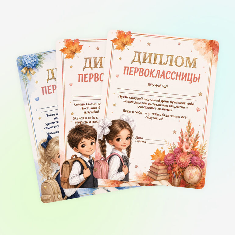Диплом первоклассника к 1 сентября