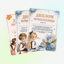 Диплом первоклассника к 1 сентября
