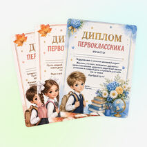 Диплом первоклассника к 1 сентября