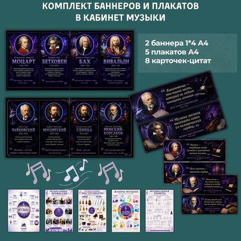 Комплект плакатов «Оформление кабинета музыки» (скачать и распечатать)